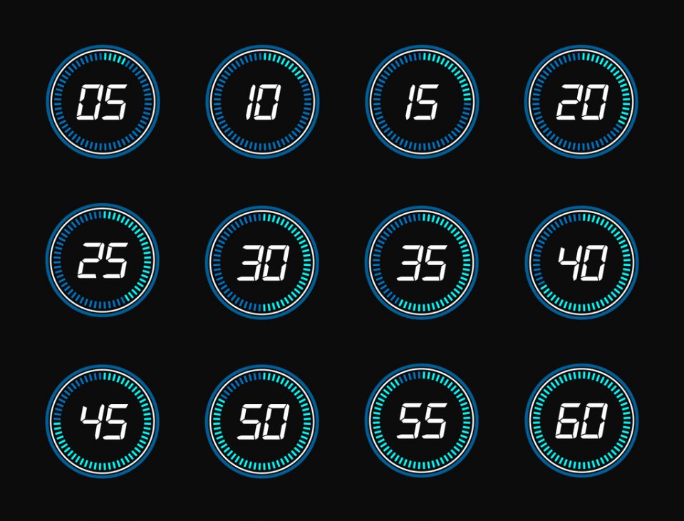 Digital countdown timer clock design icons